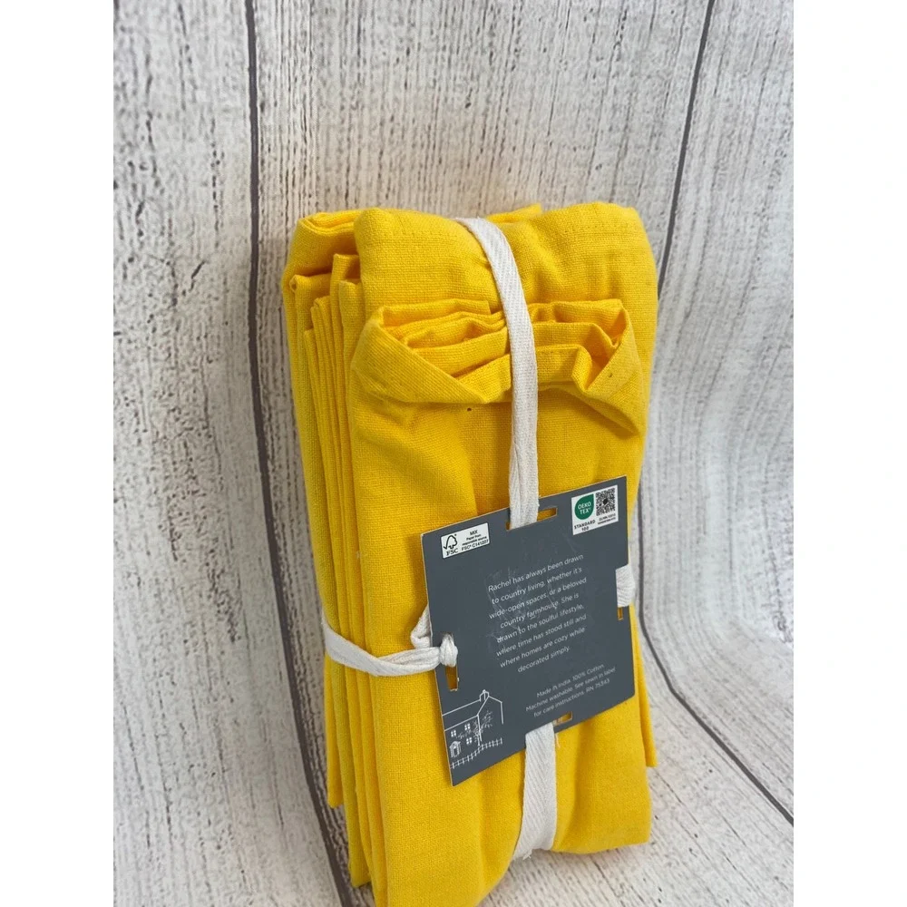 The Farmhouse by Rachel Ashwell Napkins (Set of 12) Yellow Cotton Sunny Colorful